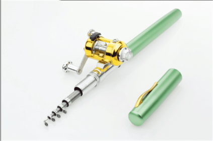 Mini Ice Fishing Rod Pocket Raft Rod Portable Gift Fishing Rod (Color: Green)