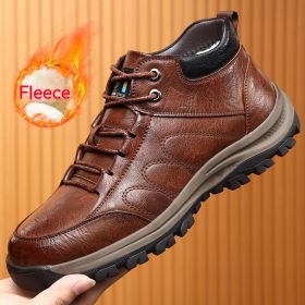 Casual Leather Shoes Simple Travel Outdoor Men's Shoes (Option: Cotton Brown-44)