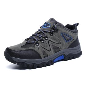 Outdoor Hiking Waterproof Non-slip Low-cut Hiking Shoes (Option: Grey blue-45)