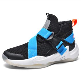 Mesh Breathable And Shock-absorbing Lightweight Soft-soled Shoes (Option: Black and blue-43)