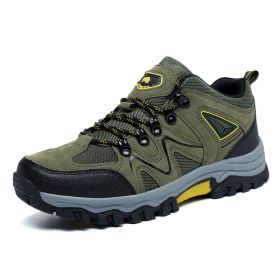 Outdoor Hiking Waterproof Non-slip Low-cut Hiking Shoes (Option: Army Green-44)