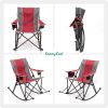 Oversized Rocking Camping Chair, Outdoor Luxury Padded Recliner, Folding Lawn Chair with Pocket, 300 LBS Heavy Duty for Picnic/Lounge/Patio, Portable