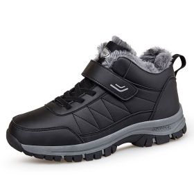 Men's High-top Travel Fleece-lined Warm Hiking Shoes (Option: YS9706 Black-41)